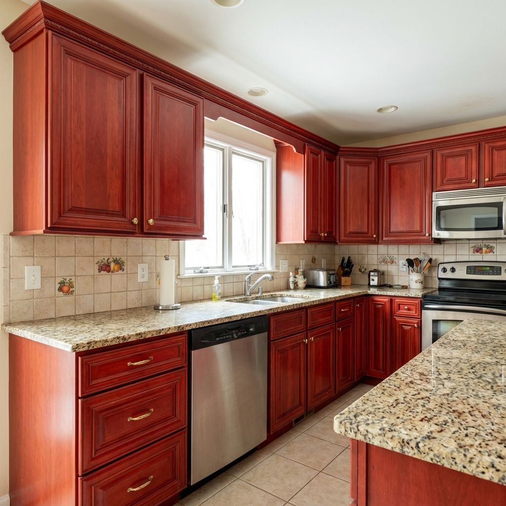 Kitchen cabinets before refacing in Matthews, NC